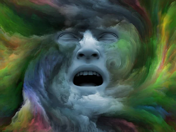 Серія Mind Fog Візуалізація Людського Обличчя Фрактальною Фарбою Концептуальної Метафори — стокове фото