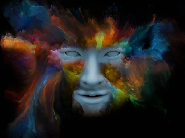 Serie Mind Fog Representación Cara Humana Transformada Con Pintura Fractal — Foto de Stock