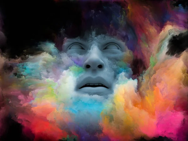 Серія Mind Fog Тло Складається Візуалізації Людського Обличчя Забарвлене Фрактальною — стокове фото