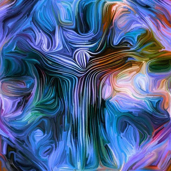 Abstraction Subject Christian Cross Rendered Mixed Woodcut Watercolor Style Subject — Stock Photo, Image