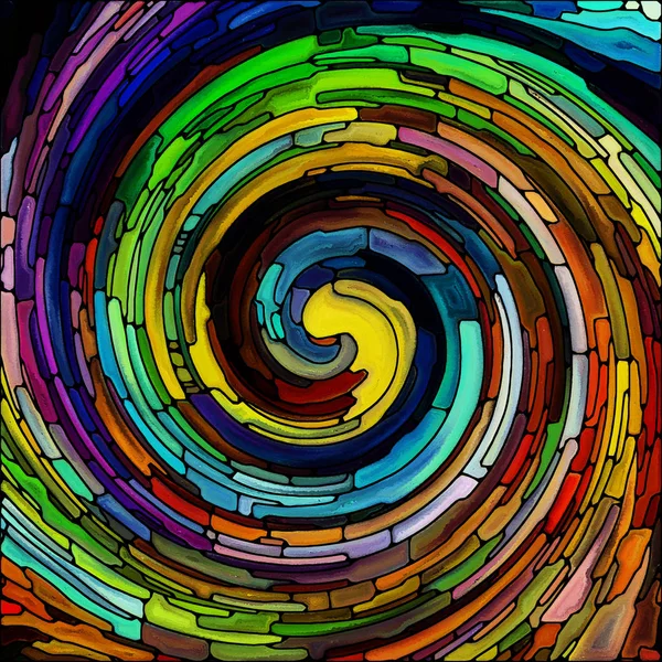 Série Spiral Twirl Composition Vitraux Motif Tourbillonnant Fragments Couleur Pour — Photo