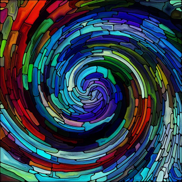 Spiraal Twirl Serie Achtergrond Van Gebrandschilderd Glas Swirl Patroon Van — Stockfoto