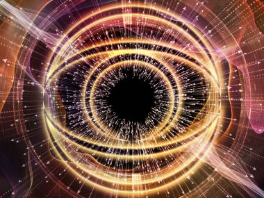 Bilgi serisi gözü. Bilim, eğitim ve modern teknoloji zemin tasarımı göz simgesini ve için patlama ok çalışır