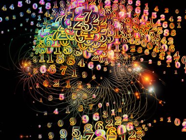 Numara dünya serisi. Basamak ve fraktal öğeleri bilim, eğitim ve modern teknoloji konuyla ilgili kompozisyon