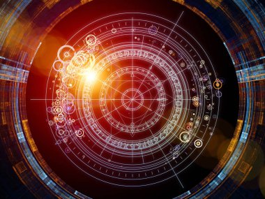 Arka plan tasarımı fraktal öğeleri, kutsal sembolleri ve Tasavvuf, gizli, Astroloji ve manevi konuda daireler. Kutsal daireler serisi.