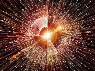 Bilgi patlama serisi. Oklar ve fraktal öğeleri bilim, bilgi teknoloji ve eğitim konusunda patlama düzenlenmesi