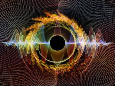 Dalga fonksiyonu serisi. Renkli sinüs titreşimler kompozisyon, ışık ve fraktal öğeleri ses ekolayzer, konu üzerinde müzik spektrum ve kuantum olasılık