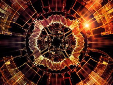 Geometri teknoloji serisi. Bilim, bilgi teknoloji ve eğitim konusunda teknolojik fraktal yapıların sanatsal soyutlama oluşur