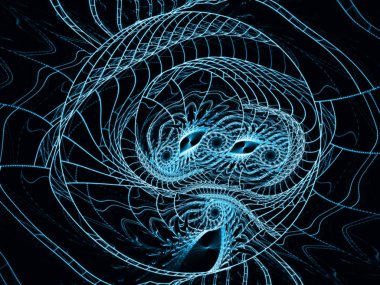 Noktalar ve Çizgiler serisi. Sanat, tasarım ve teknoloji projeleri için uygun dairesel fraktal kalıpların arkaplanı.