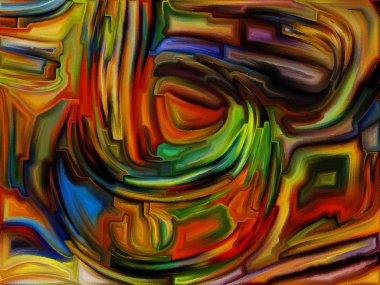 Parçalanmış Dünya serisinin birliği. Hayal gücü, yaratıcılık sanatı ve tasarım konularındaki renk parçalarından oluşan boyalı cam desenlerden oluşan soyut tasarım