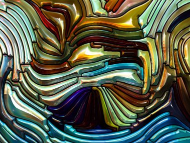 Renkli desen serisi. Kurşunlu cam dizaynının arka plan kompozisyonu Doğa, güzellik ve maneviyat konularındaki Art Nouveau 'yu anımsatıyor.