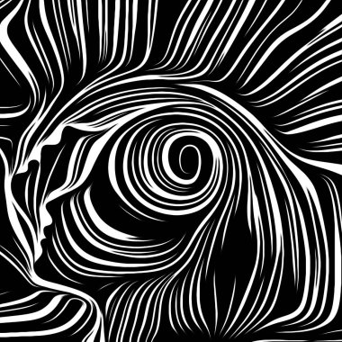 İç geometri serisi. İnsan insan ruhunun, iç tiyatro, sanat, şiir ve Maneviyat mecazi ilişki ile geleneksel gravür tarzında render yüzü bileşimi