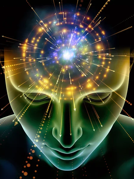 Elements Mind Series Illustration Human Head Symbols Technology Subject Science — Stock Photo, Image