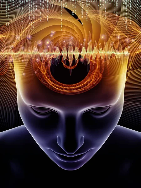 Serie Mind Waves Diseño Hecho Ilustración Cabeza Humana Símbolos Tecnológicos —  Fotos de Stock