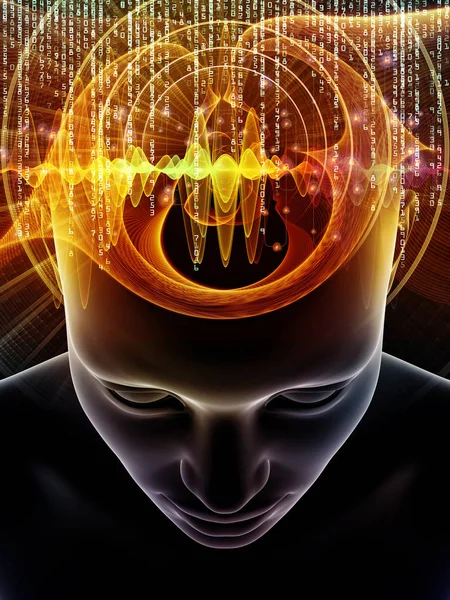 Umysł Serii Fale Creative Układ Ilustracja Głowy Człowieka Technologii Symboli — Zdjęcie stockowe