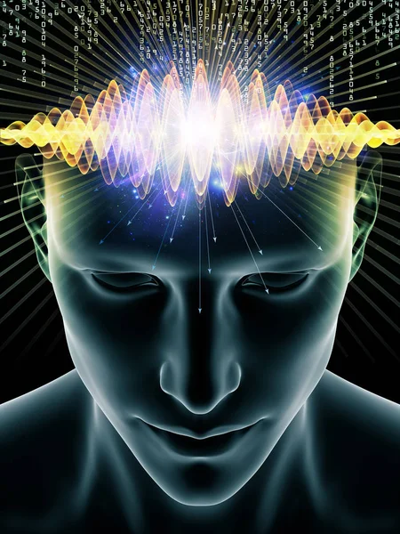 Serie Mind Waves Arreglo Abstracto Ilustración Cabeza Humana Símbolos Tecnológicos — Foto de Stock