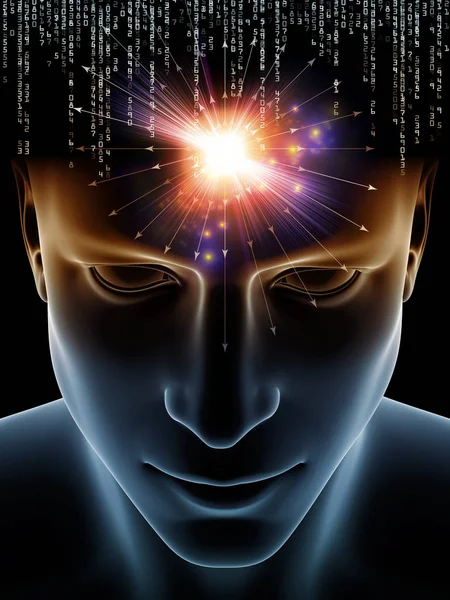 Mind Waves Series Graphic Composition Illustration Human Head Technology Symbols — Stock Photo, Image