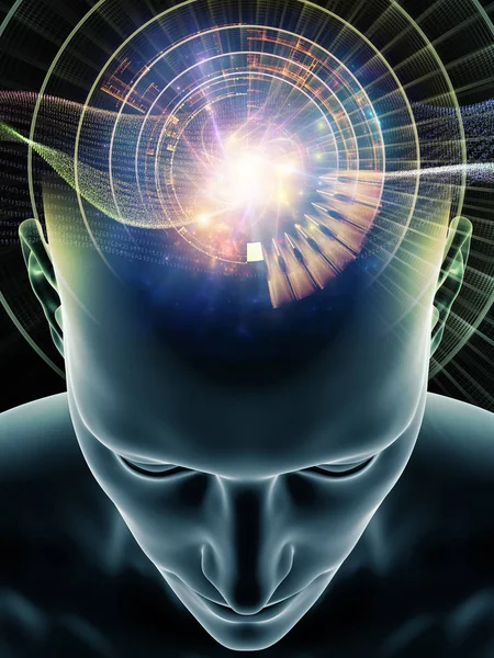 Mind Waves Series Abstract Design Made Illustration Human Head Technology — Stock Photo, Image