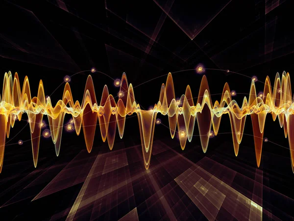 波函数系列 彩色正弦振动 光和分形元素的背景 以补充您在声音均衡器 音乐频谱和量子概率方面的设计 — 图库照片