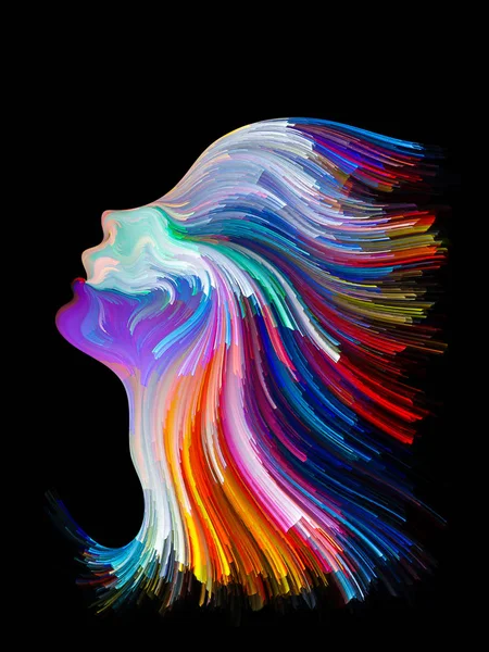 Série Face Color Conception Fond Profil Humain Lignes Colorées Peinture — Photo