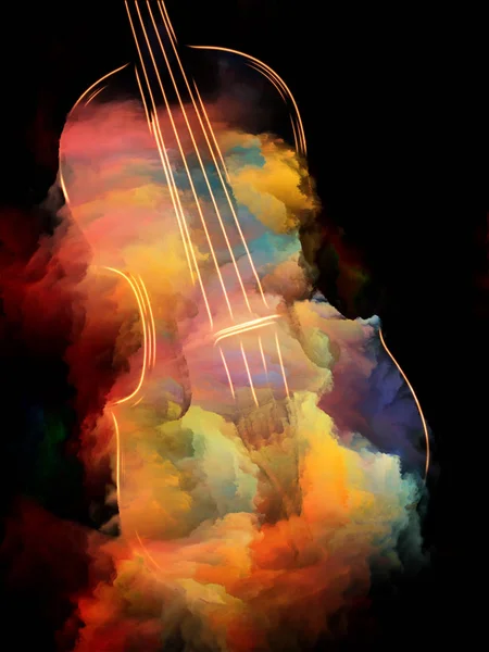 시리즈입니다 멜로디 사운드 창조성의 주제에 바이올린과 화려한 페인트의 추상적인 디자인이 — 스톡 사진