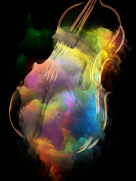 音乐梦系列 小提琴与抽象彩色颜料的抽象编排适合于乐器 表演艺术和创造力项目 — 图库照片