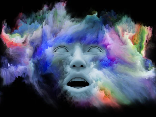 Mind Fog Series Rendering Made Human Face Morphed Fractal Paint — Stock Photo, Image