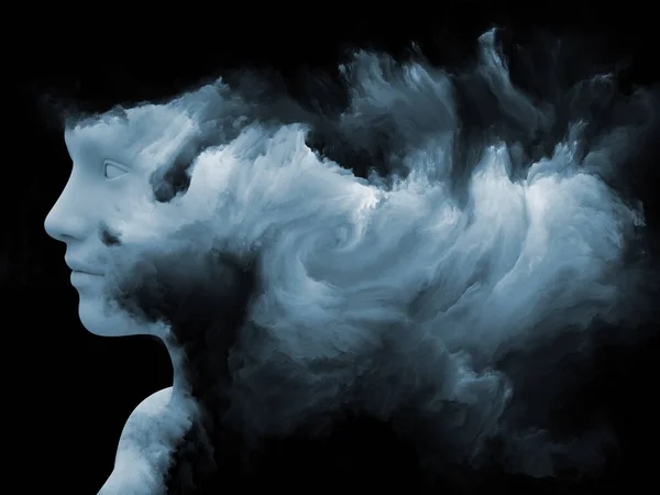 Серія Mind Fog Візуалізація Людського Обличчя Фрактальною Фарбою Метафора Тему — стокове фото