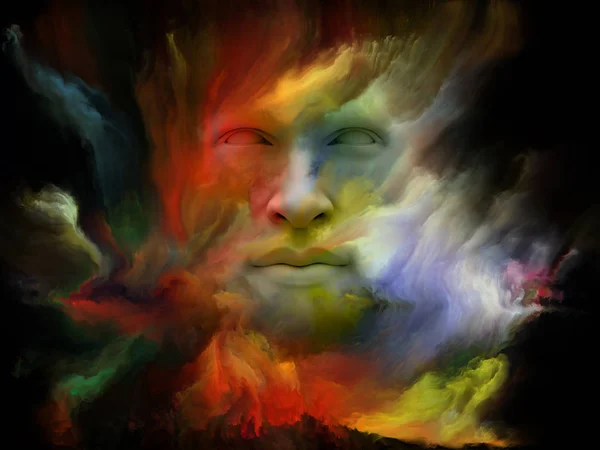 Mind Fog Series Rendering Human Face Morphed Fractal Paint Subject — Stock Photo, Image