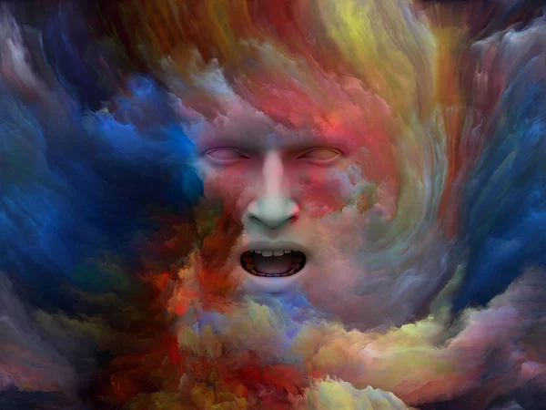 Mind Fog Serie Redare Feței Umane Transformată Vopsea Fractală Metaforă — Fotografie, imagine de stoc