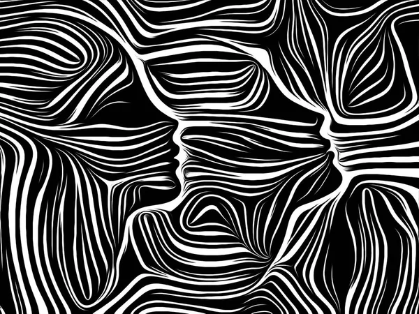 Внутрішня Геометрія Ряду Композиція Людське Обличчя Виконана Традиційному Стилі Гравюри — стокове фото
