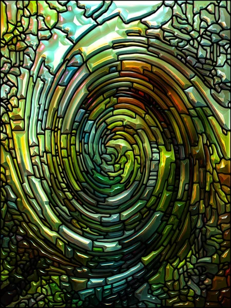 Spiral Twirl Series Arrangement Stained Glass Swirl Pattern Color Fragments — Stock Photo, Image