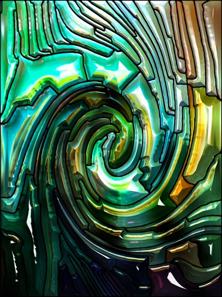 Serie Spiral Twirl Composizione Del Modello Vortice Vetro Colorato Frammenti — Foto Stock