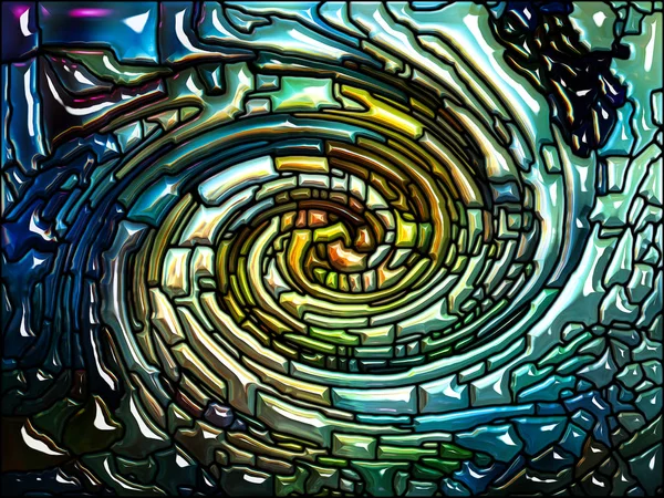 Spiral Twirl Series Interplay Stained Glass Swirl Pattern Color Fragments — Stock Photo, Image