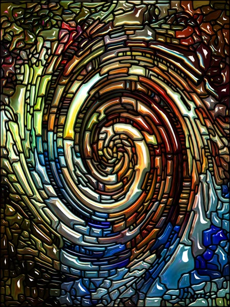 Spiral Burgu Serisi Vitray Girdap Desen Renk Parçacıkları Renkli Tasarım — Stok fotoğraf
