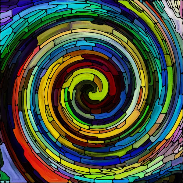 Спіральна Серія Twirl Фон Композиції Вітражний Вихровий Візерунок Кольорових Фрагментів — стокове фото