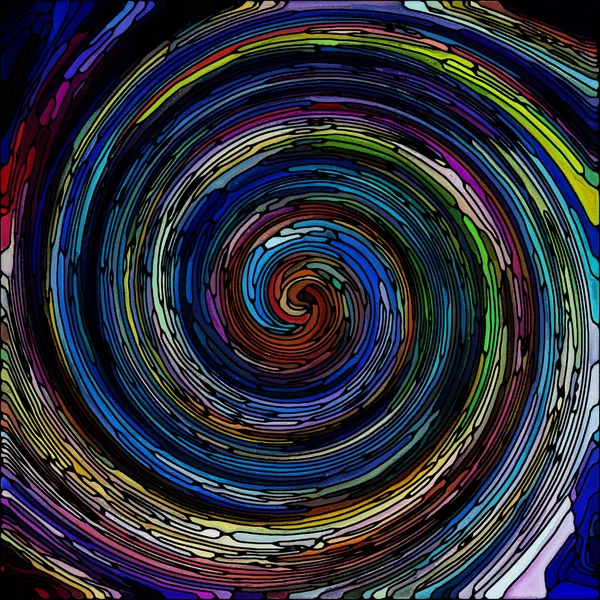 Série Spiral Twirl Arrangement Abstrait Motif Tourbillonnant Verre Teinté Fragments — Photo