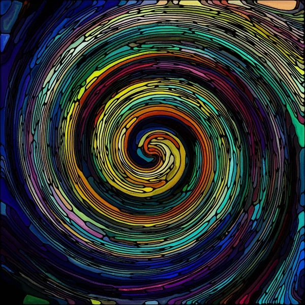 スパイラル回転シリーズ カラフルなデザイン 創造性 想像上のプロジェクトに適した色の断片のステンド グラス渦巻き模様のパターンの抽象配置 — ストック写真