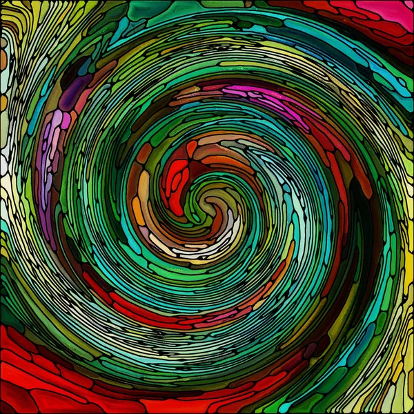Σειρά Spiral Twirl Αφηρημένη Σύνθεση Βιτρό Στροβιλισμού Μοτίβο Των Θραυσμάτων — Φωτογραφία Αρχείου