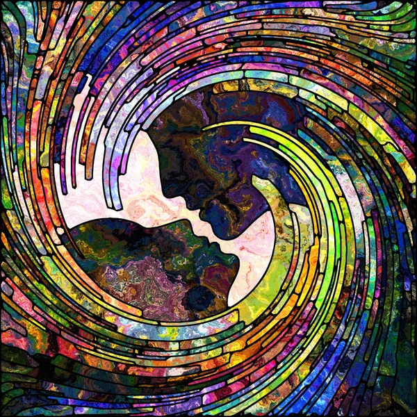 Spiral Twirl Series Interplay Stained Glass Swirl Pattern Color Fragments — Stock Photo, Image