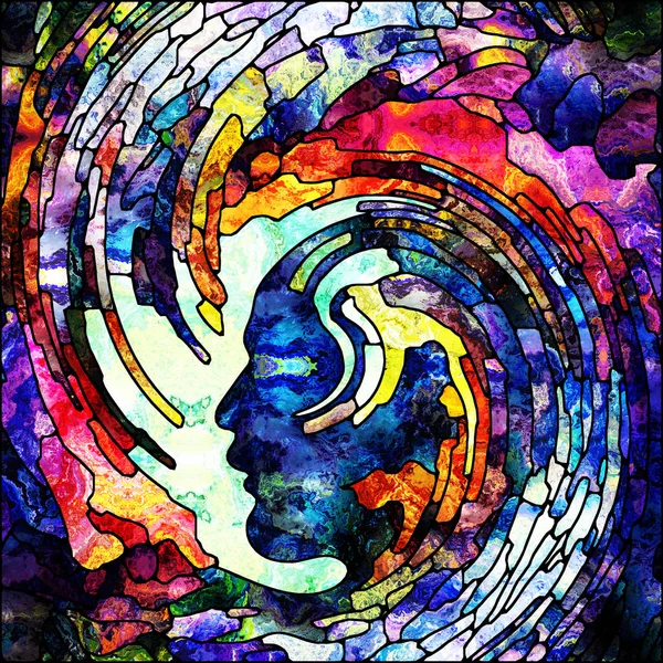 Серия Спиральных Вращений Дизайн Состоящий Витража Вихревой Картины Цветных Фрагментов — стоковое фото