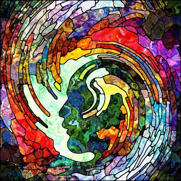 Серия Спиральных Вращений Дизайн Состоящий Витража Вихревой Картины Цветных Фрагментов — стоковое фото