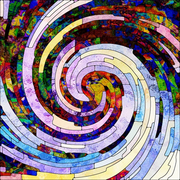 Spiral Twirl Series Composition Stained Glass Swirl Pattern Color Fragments — Stock Photo, Image