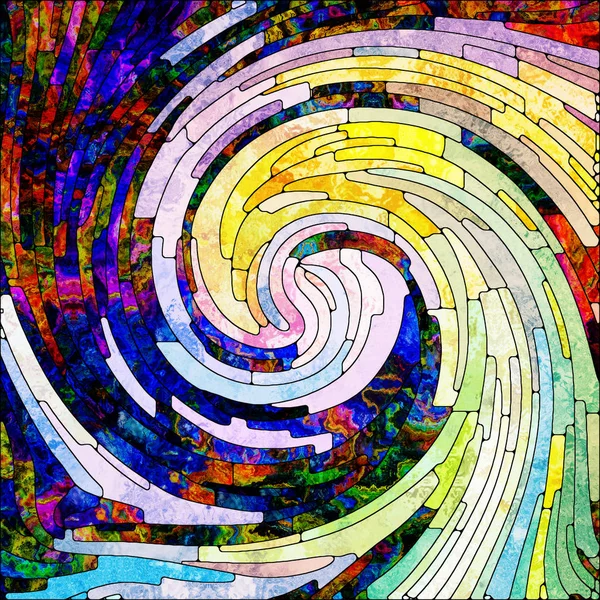 Serie Espiral Twirl Fondo Vidrieras Patrón Remolino Fragmentos Color Sobre — Foto de Stock