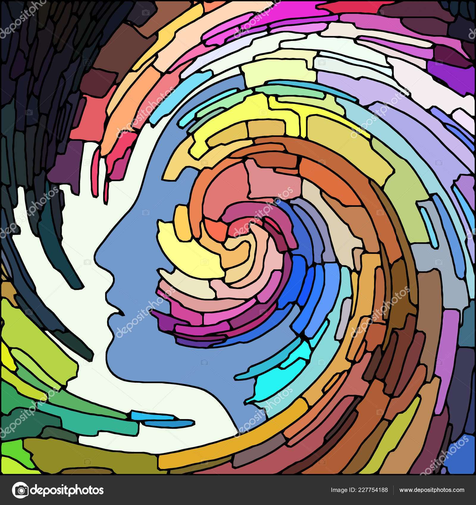 Spiral Twirl Series Abstract Design Made Stained Glass Swirl