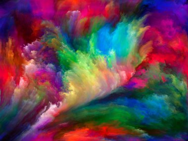 Soyut Renk serisi. Sanat, yaratıcılık ve hayal gücü üzerine bir metafor olarak tuval üzerinde hareket halindeki renkli boyadan oluşan tasarım.