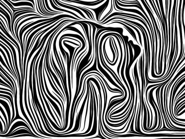 İç geometri serisi. İnsan insan ruhunun, iç tiyatro, sanat, şiir ve Maneviyat konusundaki geleneksel gravür tarzında render yüzü düzenlenmesi