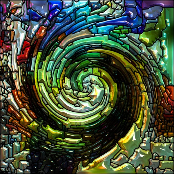 Spiral Twirl Series Artistic Abstraction Composed Stained Glass Swirl Pattern — Stock Photo, Image