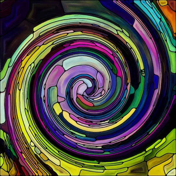 Série Spiral Twirl Composition Abstraite Motif Tourbillonnant Verre Teinté Fragments — Photo