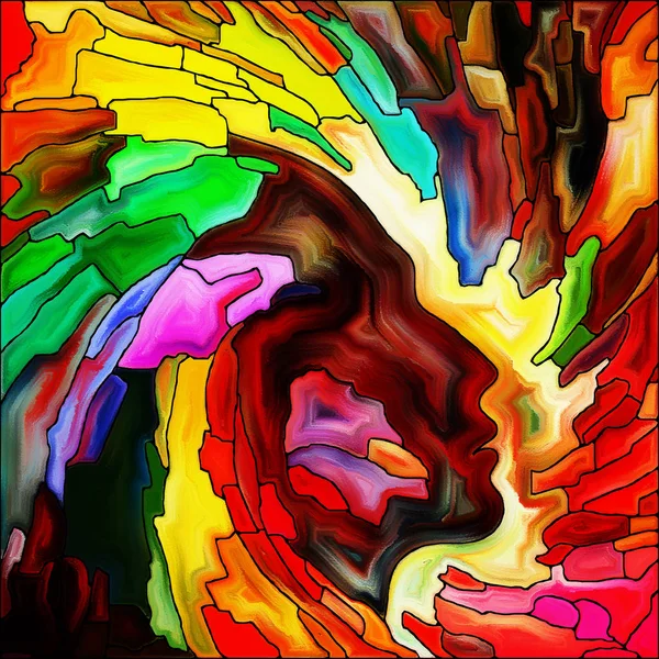 Spiral Twirl Serien Samspelet Målat Glas Virvel Mönster Färg Fragment — Stockfoto